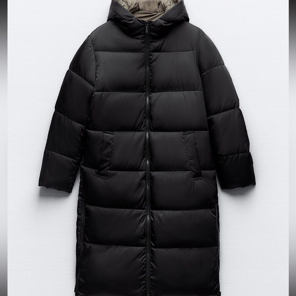 🆕 2024 ZARA REVERSIBLE ANORAK LONG PUFFER DOWN COAT - Picture 2 of 6